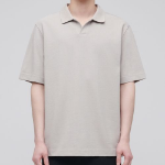 Slit Neck Piqué Polo Shirt [Mushroom]