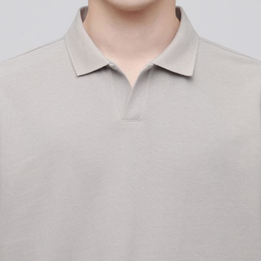 Slit Neck Piqué Polo Shirt [Mushroom]
