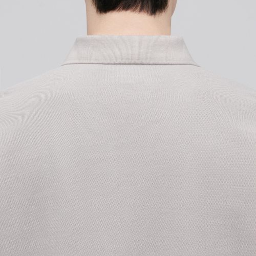 Slit Neck Piqué Polo Shirt [Mushroom]