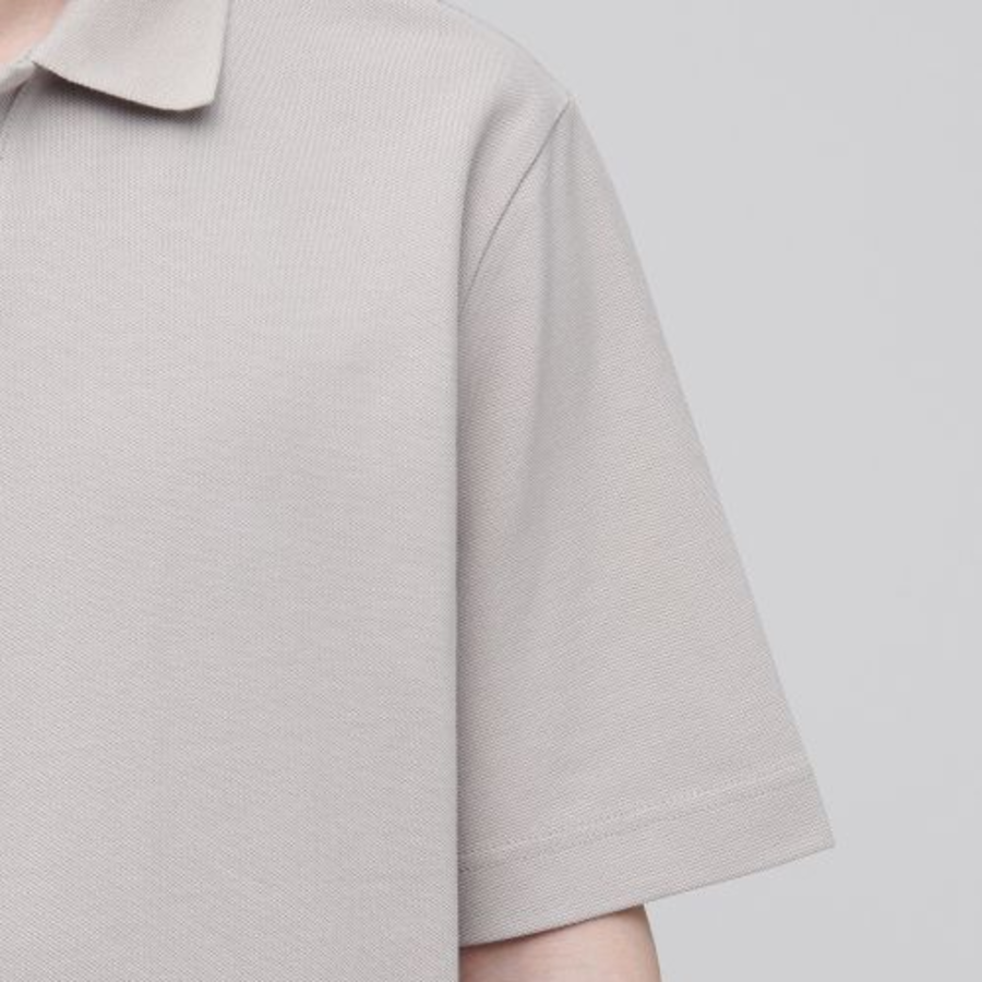 Slit Neck Piqué Polo Shirt [Mushroom]