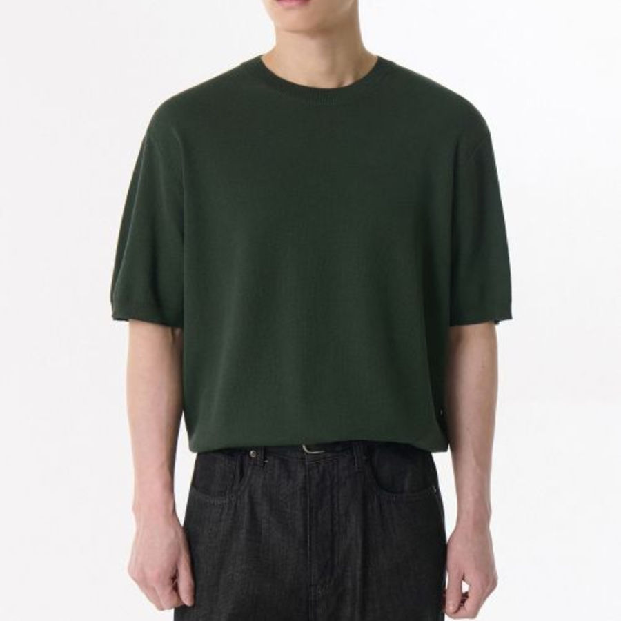 Cool Touch Crew Neck Short Sleeve Knit [Deep Green]