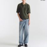 Cable Knitted Polo Shirt [Khaki]