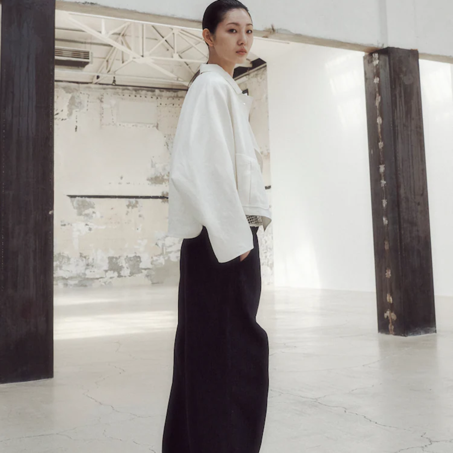 KUHO Cotton Tuck Tapered Pants - Navy