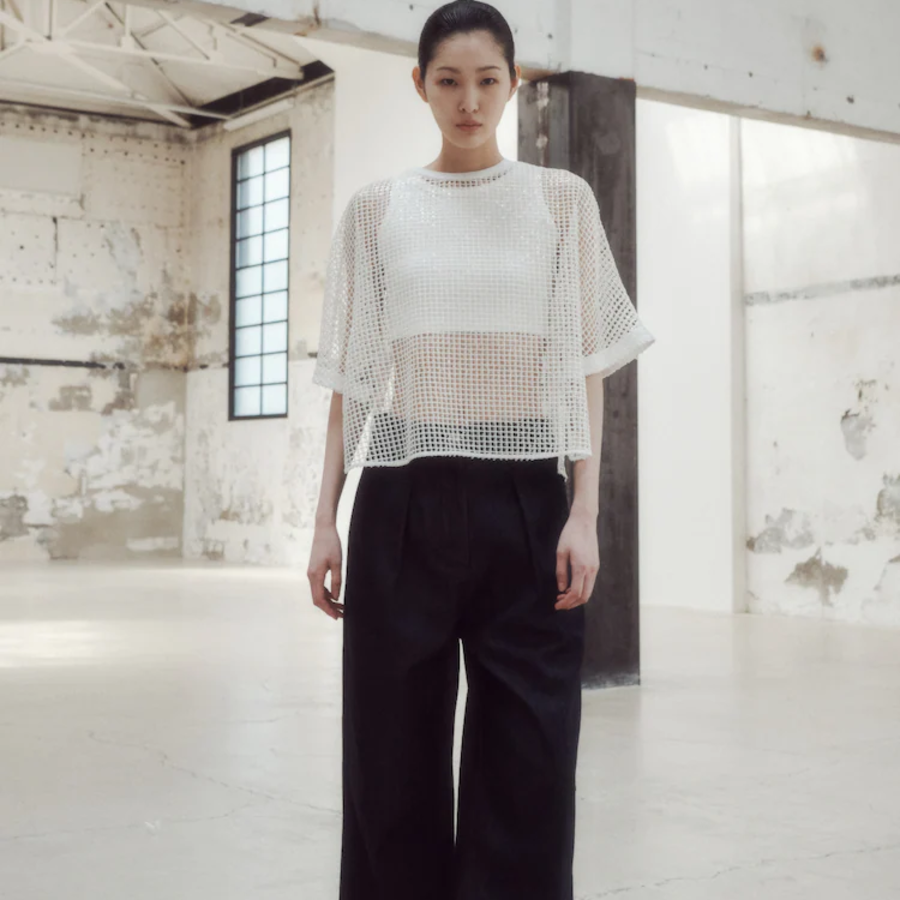 KUHO Cotton Tuck Tapered Pants - Navy