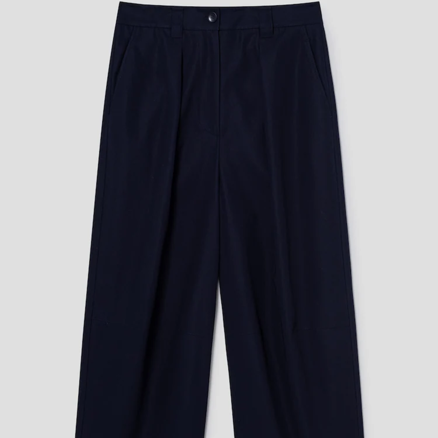KUHO Cotton Tuck Tapered Pants - Navy
