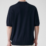 Cool Touch Slit Neck Knitted Polo Shirt [Navy]