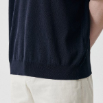 Cool Touch Slit Neck Knitted Polo Shirt [Navy]