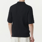 Cable Knitted Polo Shirt [Black]