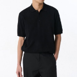 Washable Supima Cotton Knitted Polo Shirt [Black]