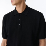 Washable Supima Cotton Knitted Polo Shirt [Black]