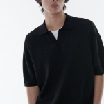 Cool Touch Slit Neck Knitted Polo Shirt [Black]