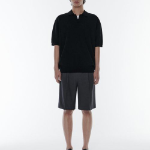 Cool Touch Slit Neck Knitted Polo Shirt [Black]