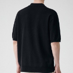 Cool Touch Slit Neck Knitted Polo Shirt [Black]