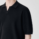 Cool Touch Slit Neck Knitted Polo Shirt [Black]
