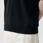 Cool Touch Slit Neck Knitted Polo Shirt [Black]