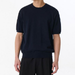 Washable Supima Cotton Crew Neck Short Sleeve Knit [Navy]