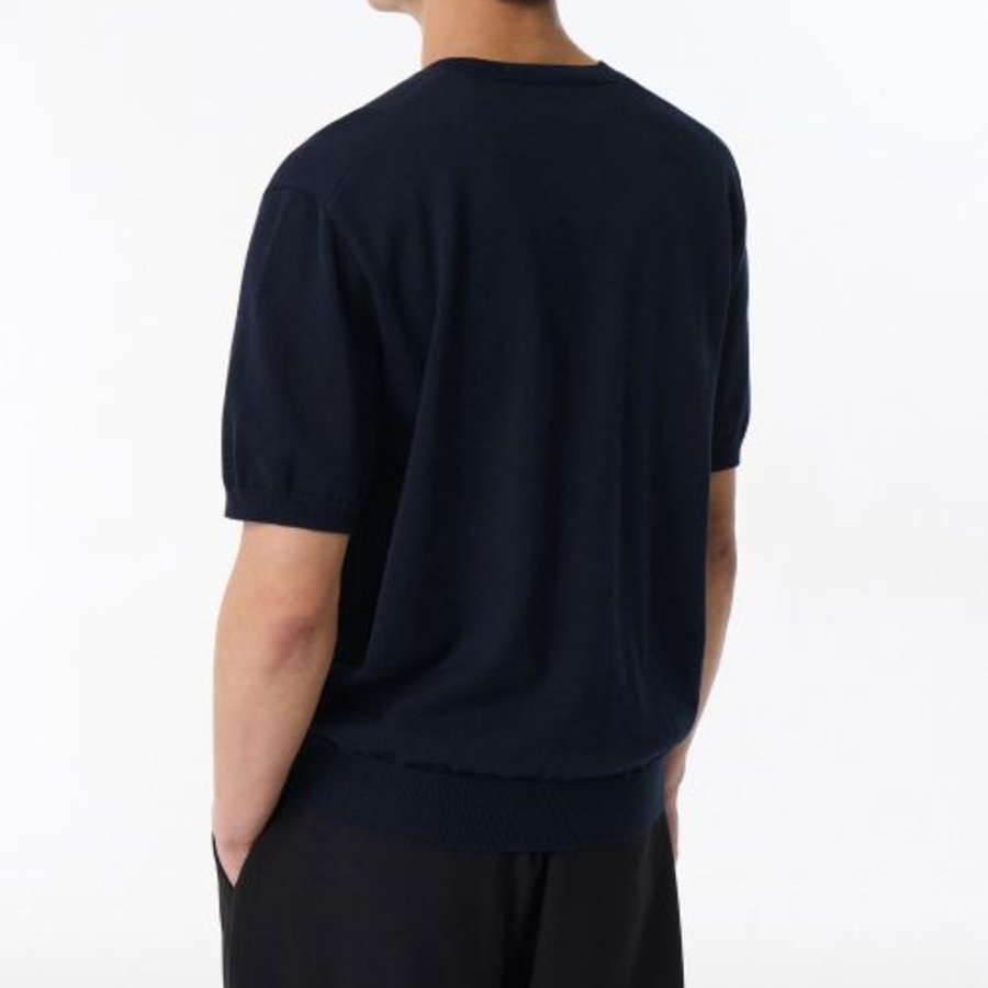 Washable Supima Cotton Crew Neck Short Sleeve Knit [Navy]