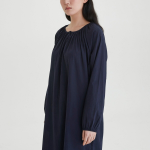 JAJU Pure Cotton Long-Sleeve Pajama Dress (Navy) — комфорт и натуральность для домашнего уюта