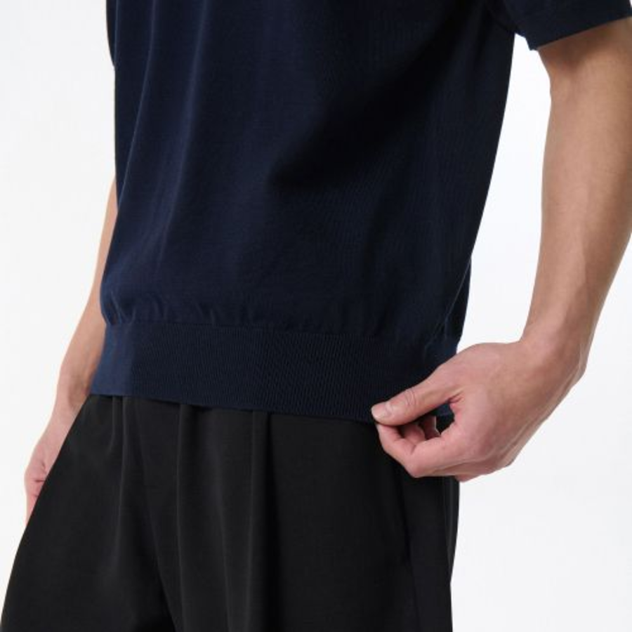Washable Supima Cotton Crew Neck Short Sleeve Knit [Navy]