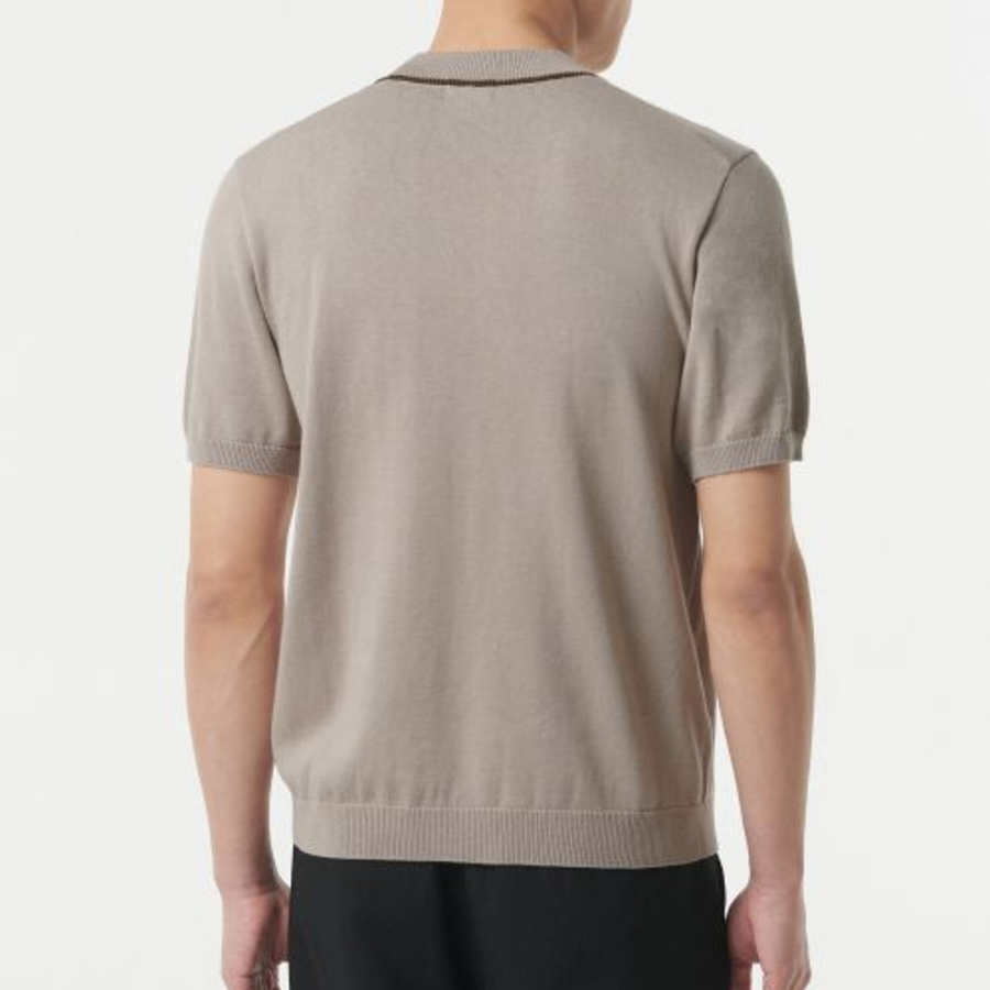 Mock Neck Tipping Short Sleeve Knit [Mushroom]