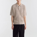 Cable Knitted Polo Shirt [Oatmeal]