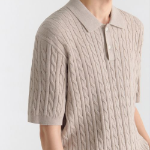 Cable Knitted Polo Shirt [Oatmeal]
