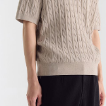 Cable Knitted Polo Shirt [Oatmeal]