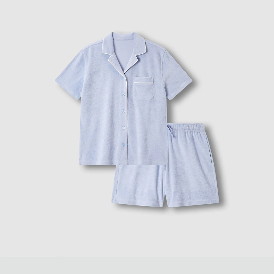 JAJU Terry 3-Part Pajama Set (Sky Blue) — мягкость махры и легкость для летнего отдыха