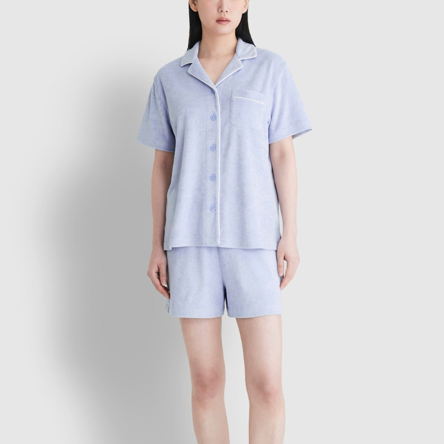 JAJU Terry 3-Part Pajama Set (Sky Blue) — мягкость махры и легкость для летнего отдыха