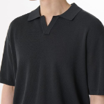 Cool Touch Slit-Neck Knitted Polo Shirt [Dark Grey]
