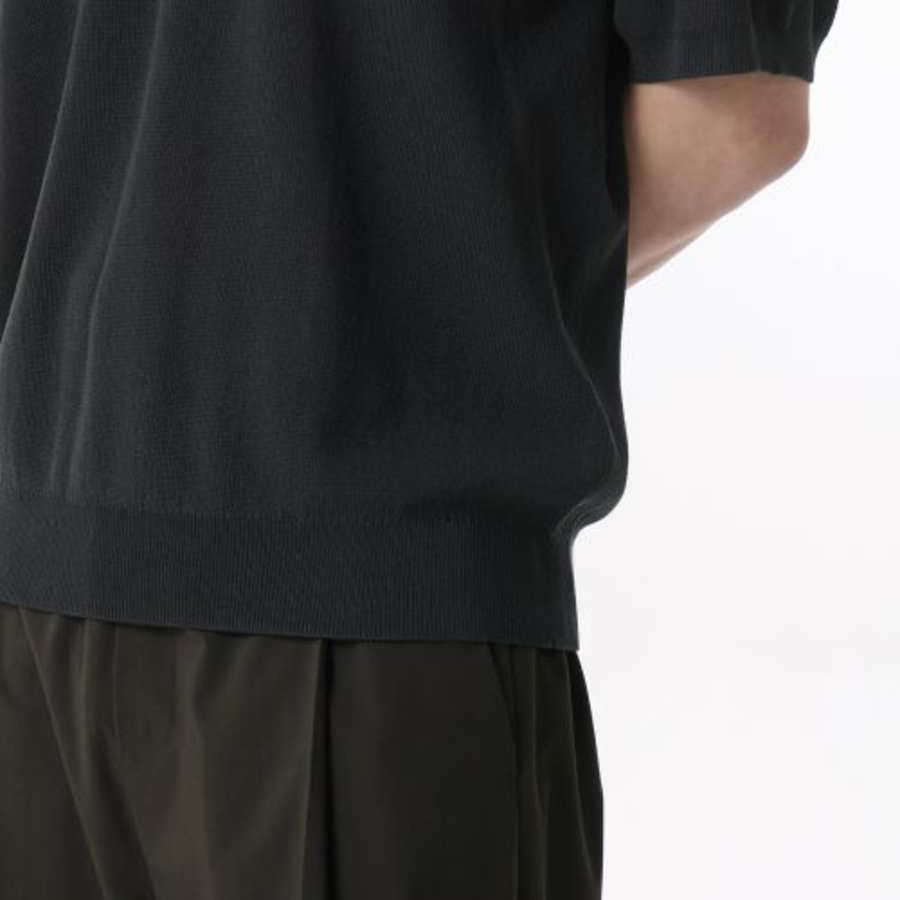 Cool Touch Slit-Neck Knitted Polo Shirt [Dark Grey]