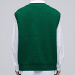Oversized V-Neck Knit Vest [Green]