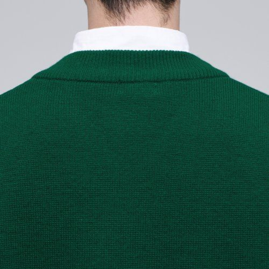 Oversized V-Neck Knit Vest [Green]