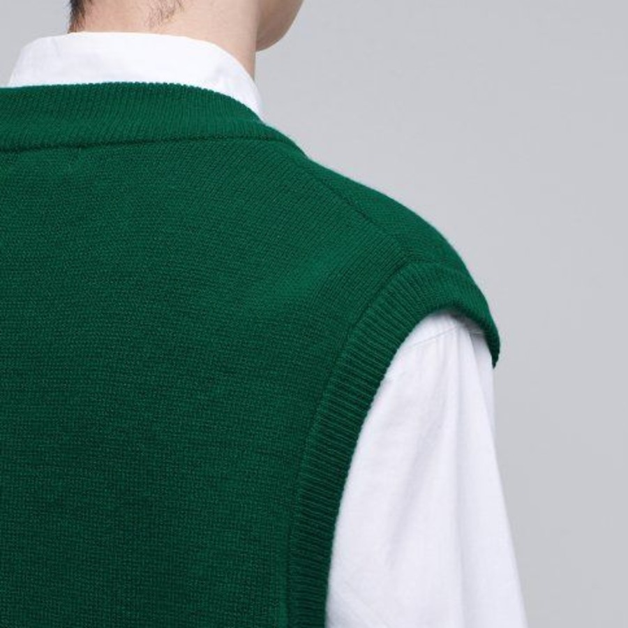 Oversized V-Neck Knit Vest [Green]