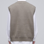 Oversized V-Neck Knit Vest [Dusty Beige]