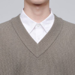 Oversized V-Neck Knit Vest [Dusty Beige]