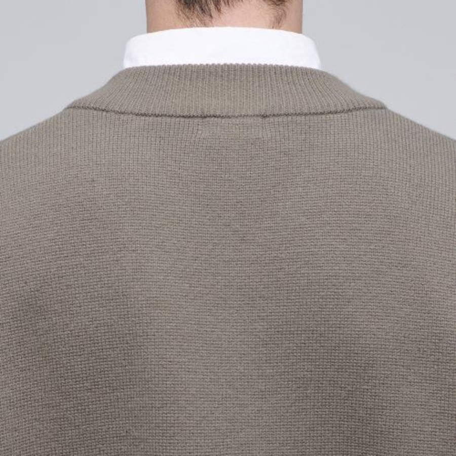 Oversized V-Neck Knit Vest [Dusty Beige]