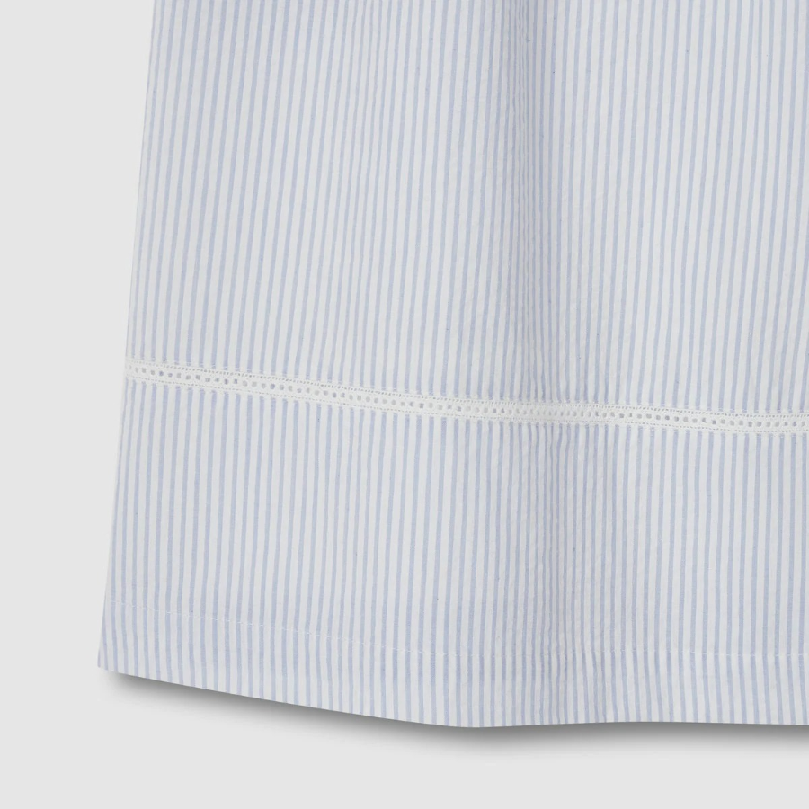 JAJU Seersucker Shirring Sleeveless Pajama Dress (Light Blue) — воздушная ночная сорочка для тёплых ночей