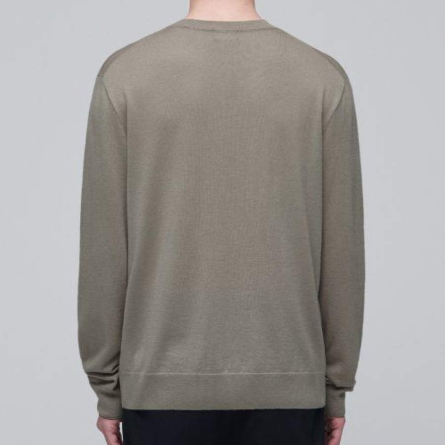Merino Wool Blend High Gauge Crew Neck Knit [Dusty Beige]