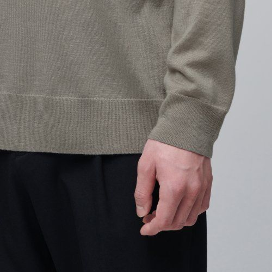 Merino Wool Blend High Gauge Crew Neck Knit [Dusty Beige]