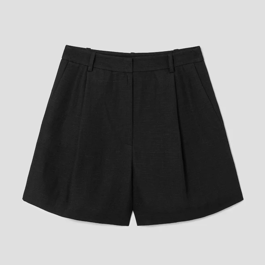 KUHO One-Tuck Short Pants – Black