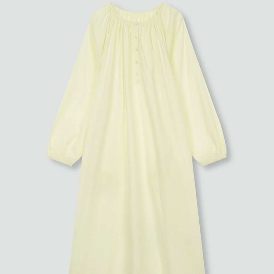 JAJU Pure Cotton Long-Sleeve Pajama Dress (Yellow) — мягкость и уют в каждой детали