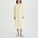 JAJU Pure Cotton Long-Sleeve Pajama Dress (Yellow) — мягкость и уют в каждой детали