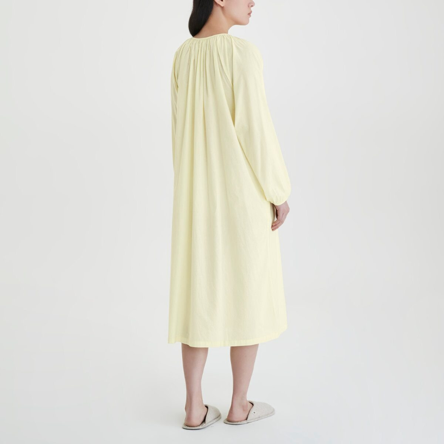 JAJU Pure Cotton Long-Sleeve Pajama Dress (Yellow) — мягкость и уют в каждой детали