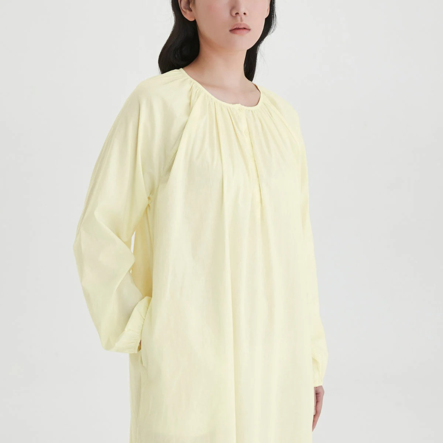 JAJU Pure Cotton Long-Sleeve Pajama Dress (Yellow) — мягкость и уют в каждой детали