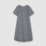 JAJU Cotton Seersucker Short-Sleeve Pajama Dress (Navy) — лёгкость и комфорт для тёплых ночей