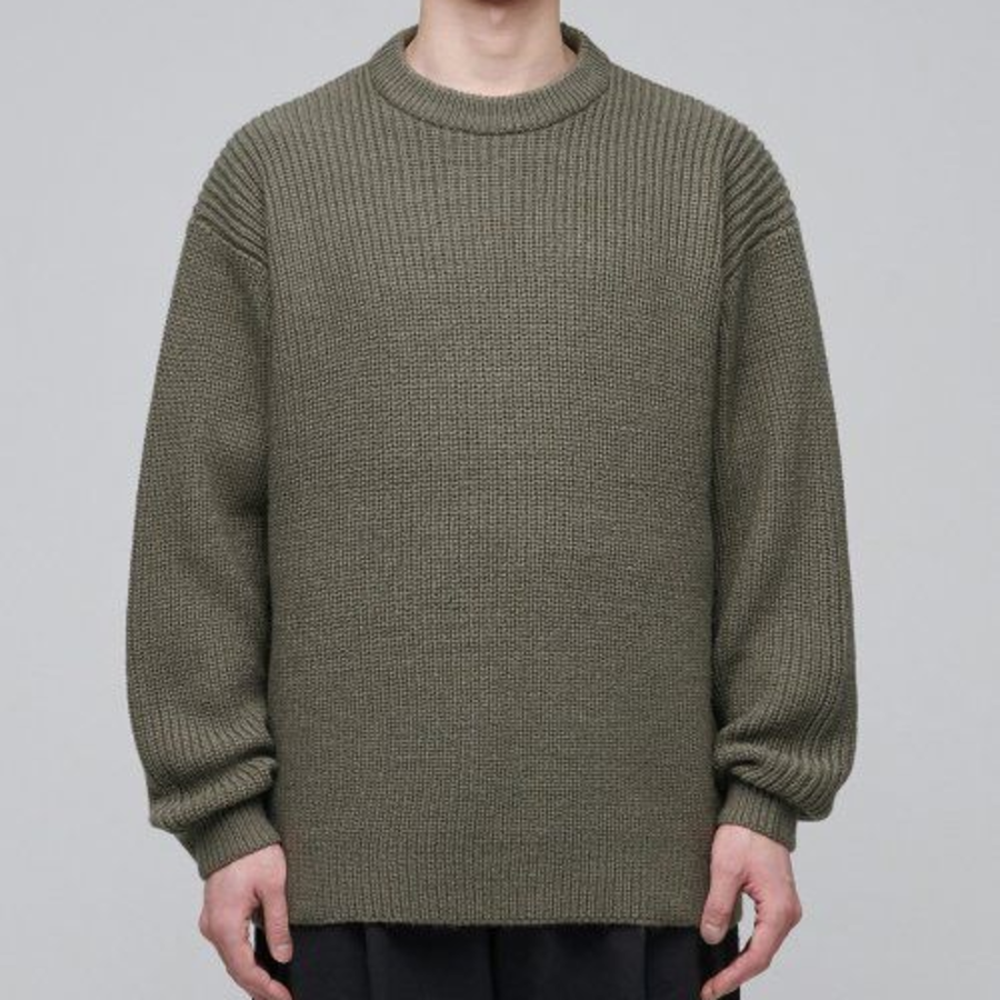 Alpaca Ribbed Crew Neck Knit [Desert Sage]