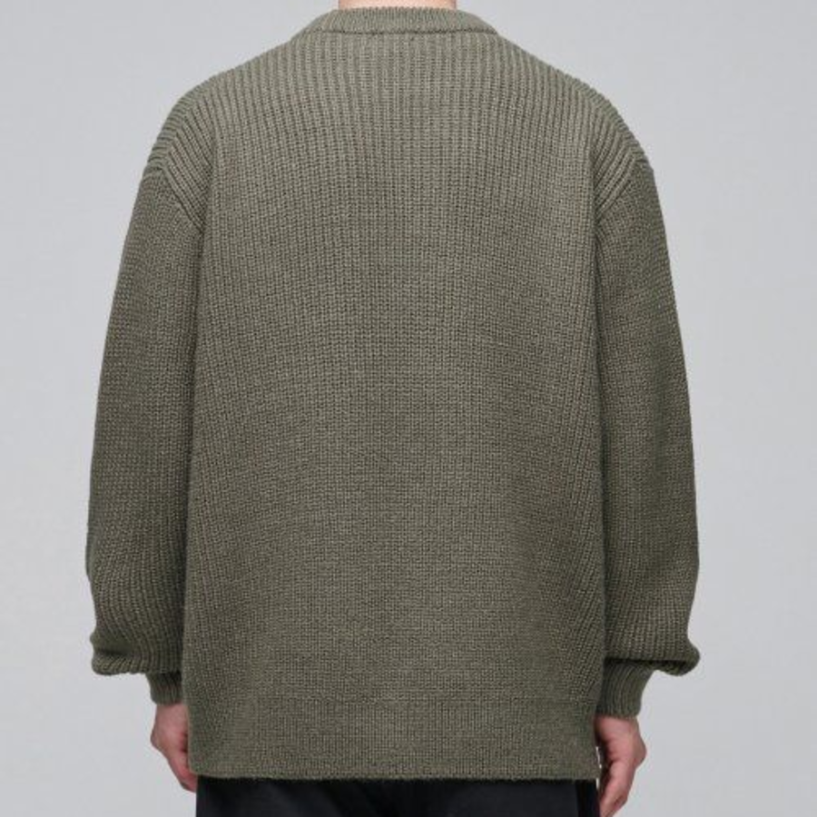 Alpaca Ribbed Crew Neck Knit [Desert Sage]