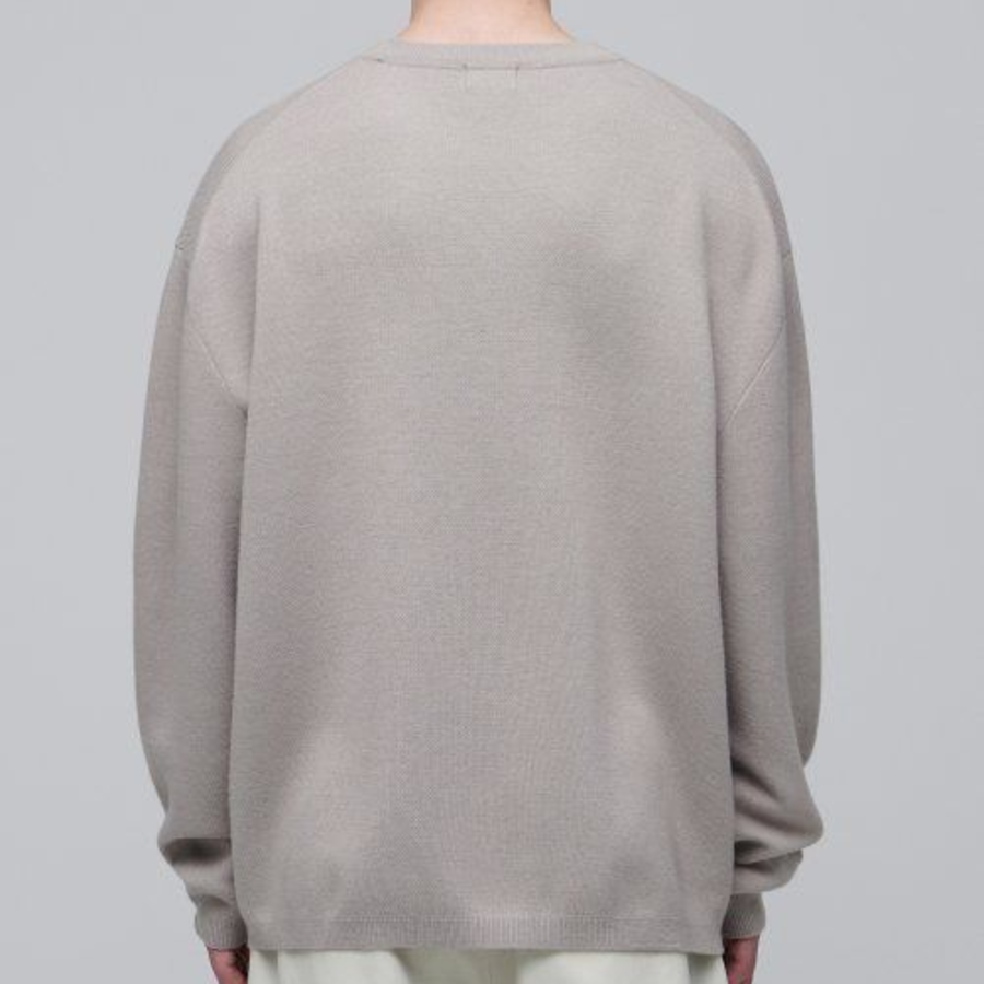 Minimal Oversized Crew Neck Knit [Mushroom]