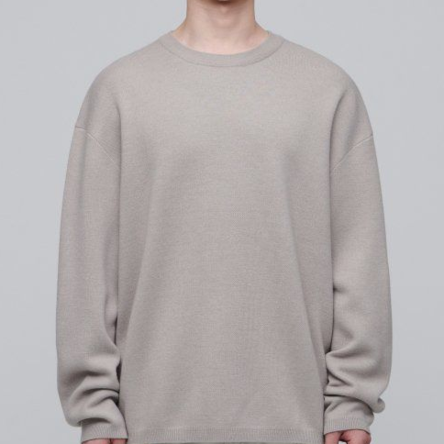 Minimal Oversized Crew Neck Knit [Mushroom]